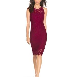 WHBM Maroon /  Cranberry Lace Sheath Dress sz 2